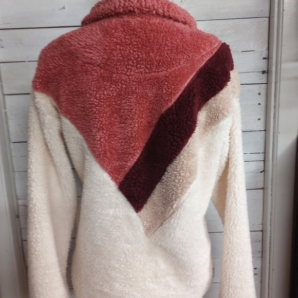 Baevely Sherpa Chevron 1/4-Zip Pullover Size Small Color Block Retro Style. - Picture 6 of 12